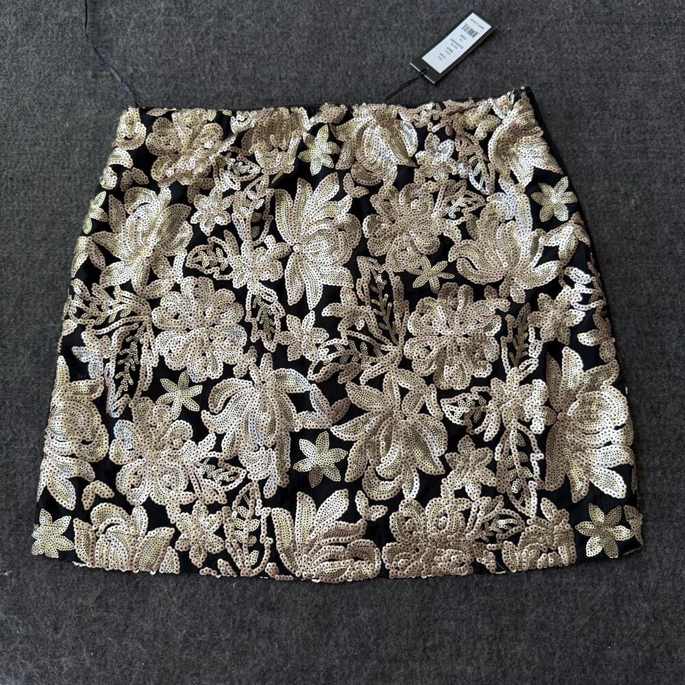 Romeo & Juliet Couture Black & Gold Sequin Mini Skirt Size L NWT